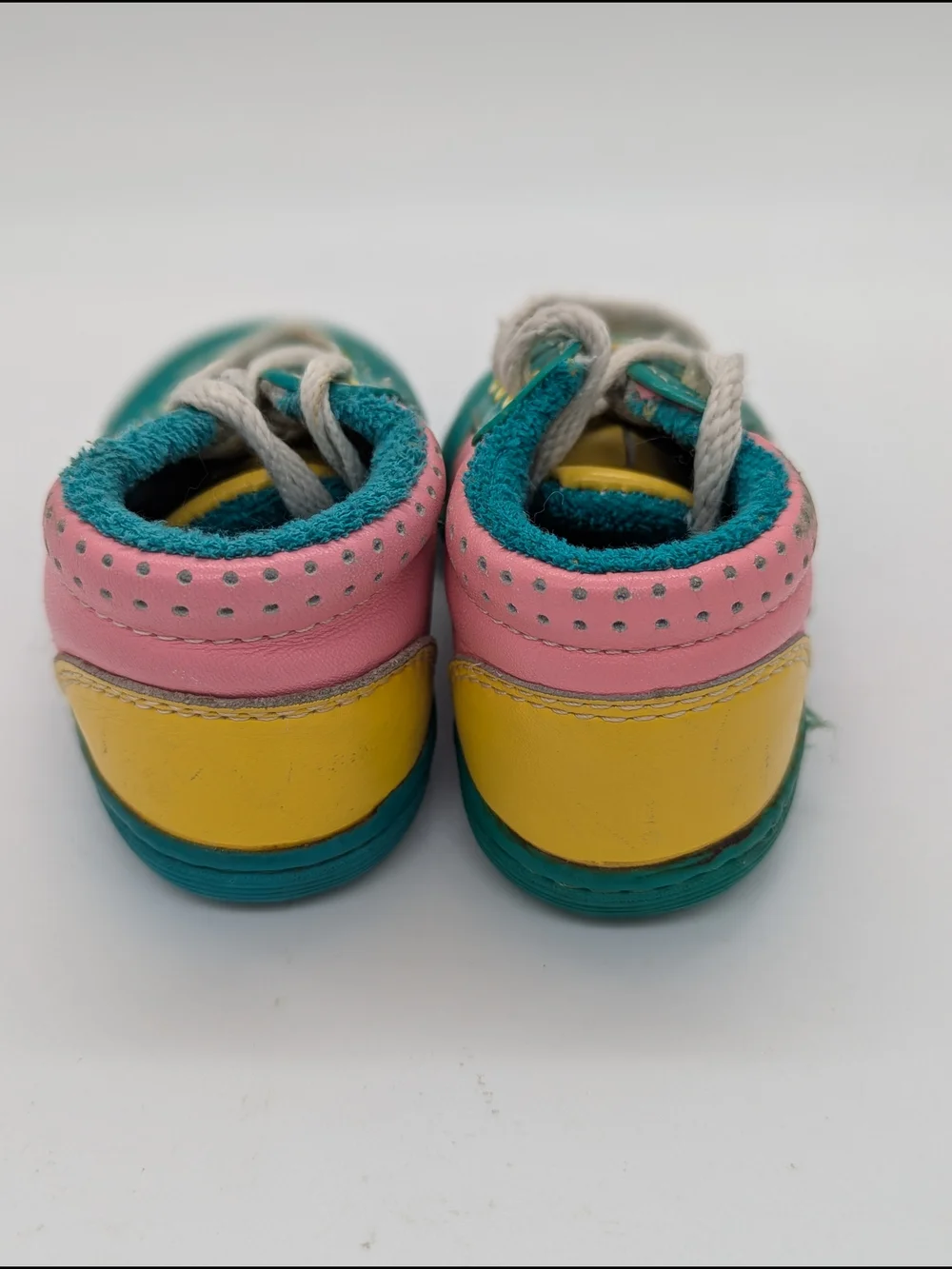 University Pink Vintage Retro Teal Lace-Up Walkers Made In USA Baby Size 3